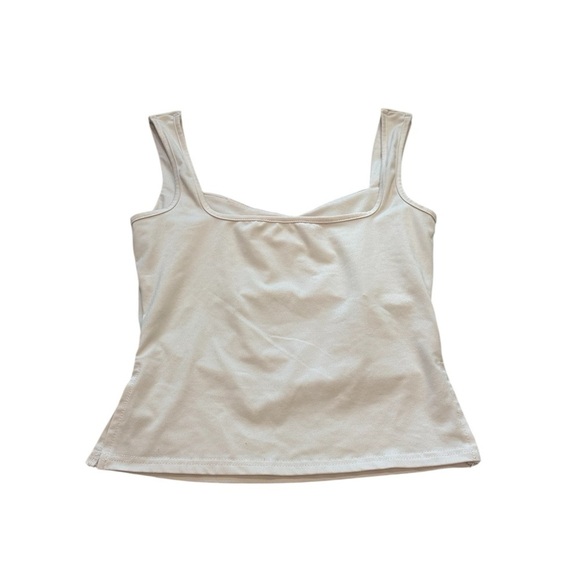White Split Side Super Soft Square Neck Tank Top S/M - Picture 2 of 5